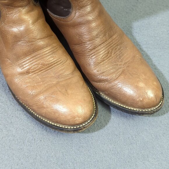 Tony Lama Vintage Boots Men's 9B Brown Western Made In USA 1990 Style 2032 - Picture 2 of 16